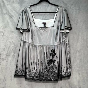 Top donna Torrid overlay maglia paillettes floreali collo quadrato tg 4 - Foto 1 di 16