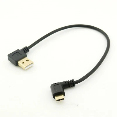Gold USB 2.0 A Male Left angled to Type 3.1 C Right angle Sync charge Data Cable - Image 1 of 4