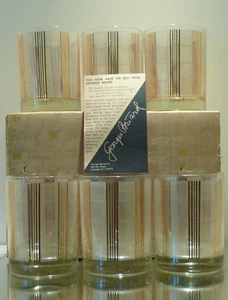 Georges Briard - Stripe Square Vanilla/Gold Glass x6 - Picture 1 of 6