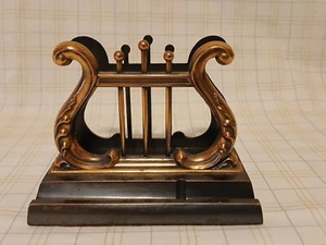 Vtg Hyre Harp Shaped Weighted Desktop Letter Pen Holder Desk Organizer - Picture 1 of 5
