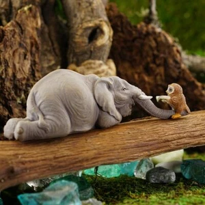 Top Collection Miniature Garden Elephant Statues(Elephant Reading Book with Owl) - Picture 1 of 2