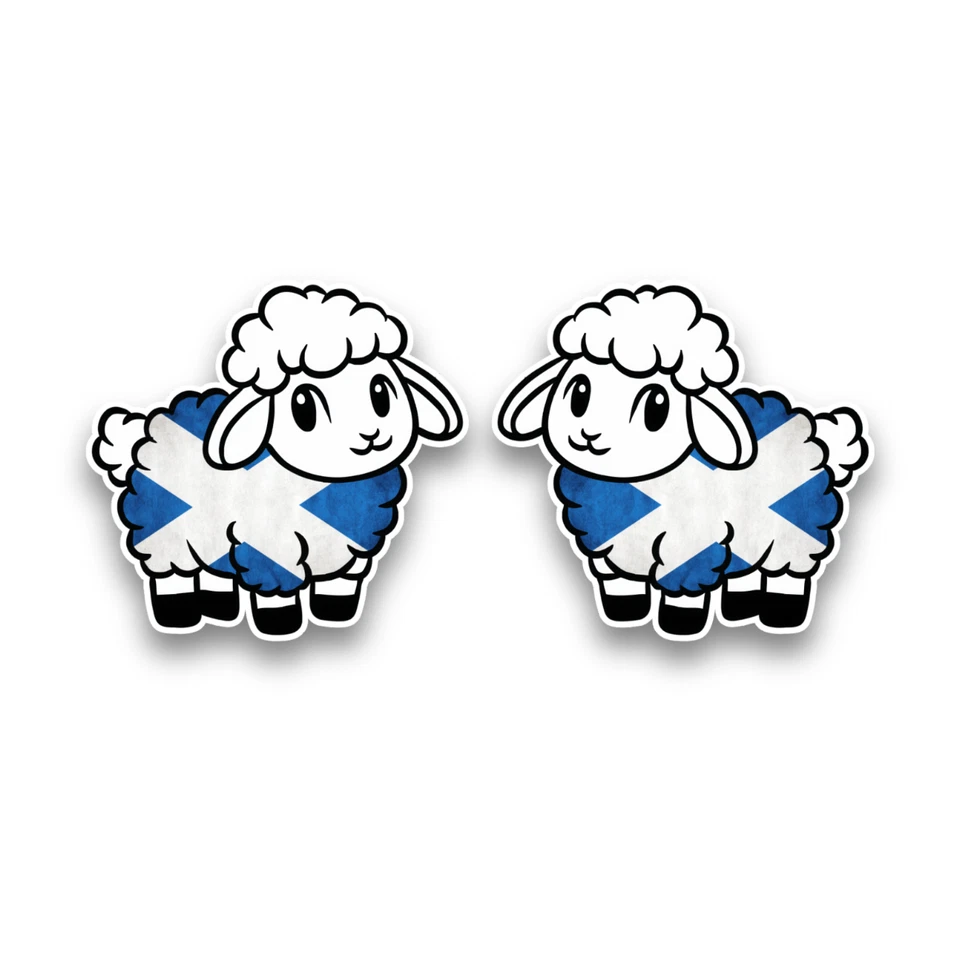 DANSDESIGNS 2x Small Scotland Scottish Saltire Flag Sheep Lamb Vinyl Sticker Decals 60x57mm