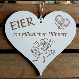 Dekoschild Schild Herz Eier von glücklichen Hühnern Türschild Huhn Hühnereier 🎁 - Bild 1 von 3