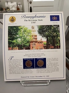 1999 P&D Pennsylvania PCS Statehood Quarter & Stamp Vol 1 Sheet - FREE SHIPPING - Picture 1 of 6
