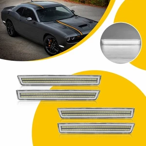 Set of 4 LED Strip Front Rear Bumper Lamp Side Marker Light For Dodge Challenger - Picture 1 of 12