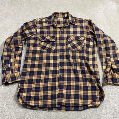 Vintage L.L.Bean Shirt Mens 16 Long Blue Yellow Plaid Flannel Timberline 80s - Image 1 of 4