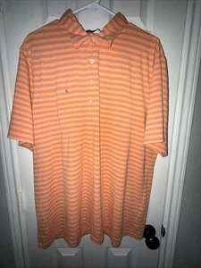 Criquet Polo Shirt Mens 2XL Striped Orange XXL Cotton Pocket Casual Golf Austin - Picture 1 of 7