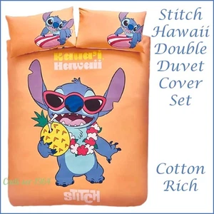 Disney Stitch Hawaii Duvet Cover Set DOUBLE NEW - Picture 1 of 24