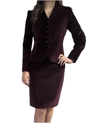 Tahari Arthur S Levine 2 изделия юбка костюм комплект размер 4p бордовый длинным рукавом - Изображение 1 из 4