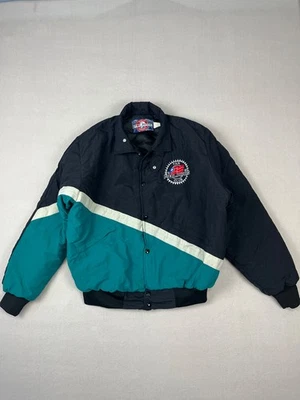 Vintage Polaris Jacket Mens L Black Blue Color Block Quilted Lined 1996 Made USA - Image 1 of 4