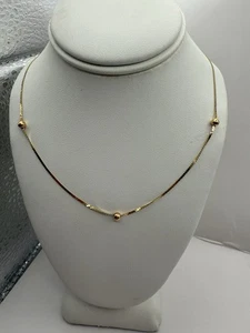 14 Karat Gold Bahnhofskette Kugelakzente 18 Zoll lang 1,5 Gramm Italien Serpentin Kette - Bild 1 von 8