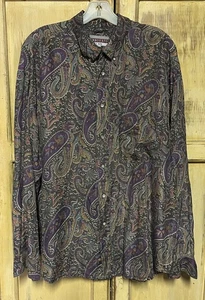 Rinnovato by Nak Men's Long Sleeve Button Up Paisley Shirt 100% Silk Excellent! - Picture 1 of 4