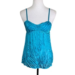 Victoria's Secret S Turquoise Blue Sheer Burnout Zebra Print Camisole Lingerie - Picture 1 of 11