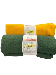 Lot- 2 Fleece Polyester Fabric Sewing NEW Cozy Soft 1.5 Yards 2021 Green Yellow - Picture 1 of 4