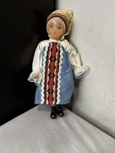Vtg. 1970's USSR Russia Soviet Plastic LATVIAN Doll BAIBA Straume in Folk Suit - Picture 1 of 20
