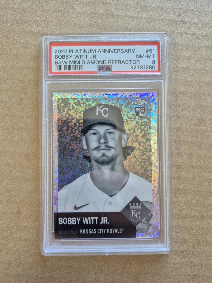 2022 Chrome Platinum Bobby Witt Jr. #61 Black & White Mini-Diamond Paa 8 ROOKIE - Image 1 of 1