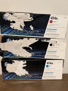 Four HP 414A LaserJet Toner Cartridge Magenta Black Cyan Genuine - Picture 1 of 2