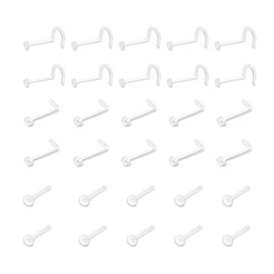 60 Pcs Nose Stud Medical Invisible Rings Clear Piercing - Picture 1 of 12