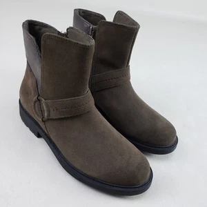 Clarks Opal Rose Damen-Stiefelette 9,5 olivgrün Veloursleder seitlicher Reißverschluss Bootie - Bild 1 von 12