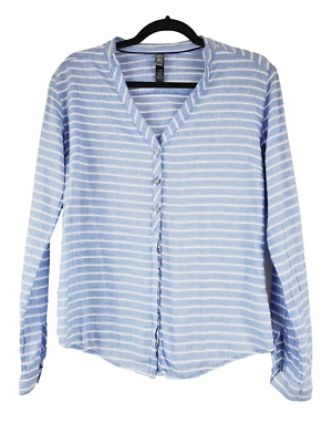Mountain Hardwear Womens Large Top Outdoor Camping Blue Striped Popover Cotton - Image 1 of 4