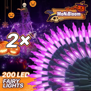 2 Pcs 200 LED Plug In 8 Mode String Fairy Lights Snow Rain Proof Halloween Party - Picture 1 of 10