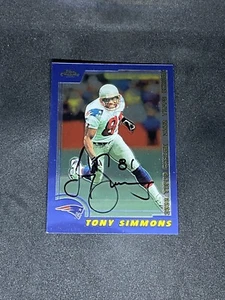Tony Simmons 2000 Topps Chrome #49 New England Patriots Autographed Signed Card - Picture 1 of 3