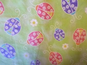 Sparkly Ladybugs on Lime Green Cotton Fabric (44" Wide x 34 " long) - Picture 1 of 4