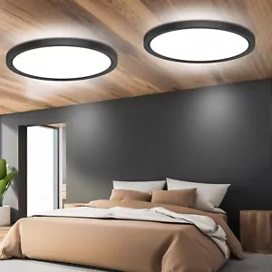 2 Pack 12 inch LED Flush Mount Ceiling Light Fixture, Day White 6000K Thin Round - Picture 1 of 6