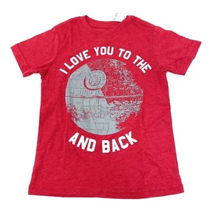 Star Wars Boys Size XS ‘I Love You To The Deathstar And Back’ T-Shirt Red - Picture 1 of 6