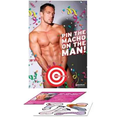 PIPEDREAM Bachelorette Party FAVOR PIN THE MACHO ON THE MAN - Bridal Shower Funny Gag Game