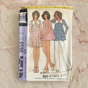 McCalls 3510, 60s Dress/Pant, Sz 16/38, Vintage Sewing Pattern, Cut & COMPLETE - Picture 1 of 2