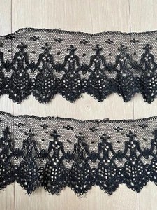 Ancien Coupon de dentelle noire - 3m20 Mercerie Broderie French Lace D14 - Picture 1 of 1