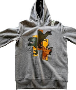 Jumping Beans Boys Hoodie Dinosaurs Fleece Sweatshirt Gray 12 New - Picture 1 of 13
