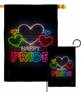 Happy Pride Burlap Garden Flag Support Decorative Small Gift Yard House Banner - Picture 1 of 19