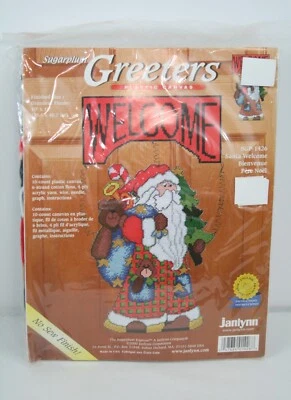 NOS SANTA WELCOME Janlynn Plastic Canvas Greeter Sign Door Wall Hanging SGP-1426 - Image 1 of 4
