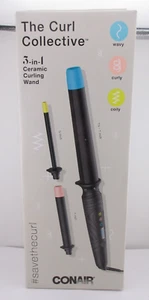 Conair The Curl Collective 3 in 1 Ceramic Curling Wand, Black - FREE SHIPPING - Picture 1 of 5