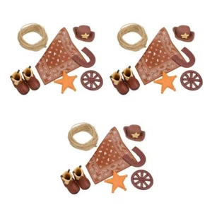 3pcs Cowboy Cake Decorations Cowboy Hat And Boot Cake Toppers Western Cowboy - Picture 1 of 12