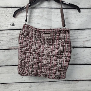 Coco + Carmen Schultertasche veganes Leder & Tweed braun/rosa kariert Handtasche Beuteltasche - Bild 1 von 16