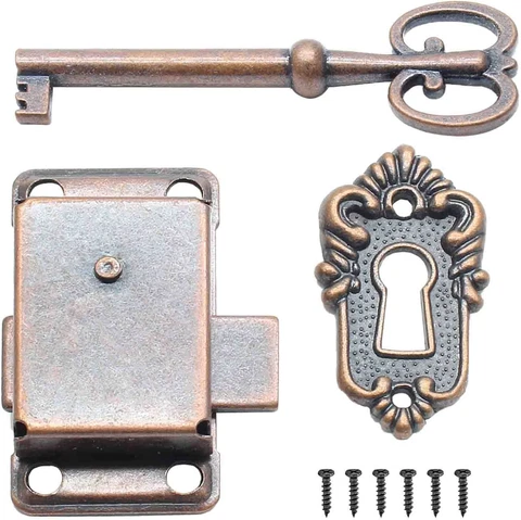 Bokwin Cabinet Cupboard Decorative Lock, Furniture Lock Vintage Lock for Jewelry Cover