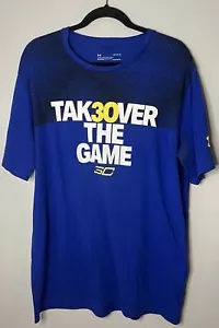 Stephen Curry Shirt Mens Large Blue Under Armour Takeover The Game HeatGear SC30 - Picture 1 of 7