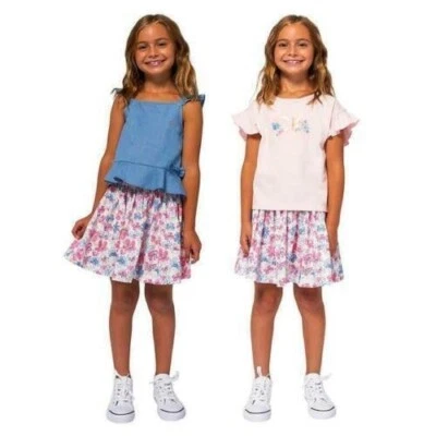 NWT! Calvin Klein Girls T-Shirt Tank Skirt or T- Shirt Tank Short 3-Piece Set - Image 1 of 4