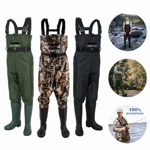 Mens Waiters with Boots Waterproof Overall Chest Waders Fishing Hunting US Stock - Picture 1 of 18