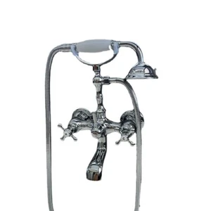 French retro brass chrome plated wall mounted shower head set electroplated - Picture 1 of 25