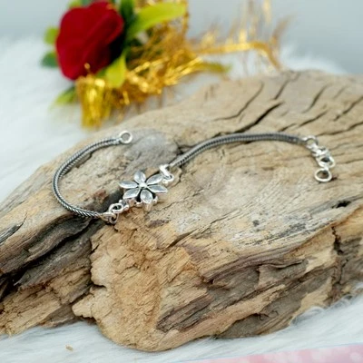 925 Sterling Silver Bracelet Natural White Zircon Gemstone Handmade Bracelet - Image 1 of 4