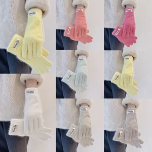 Simple Knitted Knitting Wool Gloves Solid Color Women's Gloves  Autumn Winter - Picture 1 of 18