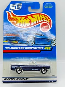 Hotwheels '65 Ford Mustang Cabrio #455 blu auto pressofusa 1991 nuovo par mobile - Foto 1 di 4
