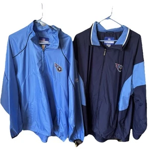Lot (2) Reebok On Field Tennessee Titans NFL Windbreaker Jackets Men's XL Y2K - Picture 1 of 12