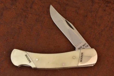 MOORE MAKER MATADOR ТЕХАС СДЕЛАНО В США ГЛАДКАЯ КОСТЬ СРЕДНИЙ ЗАМОК НОЖ (28961) - Изображение 1 из 4