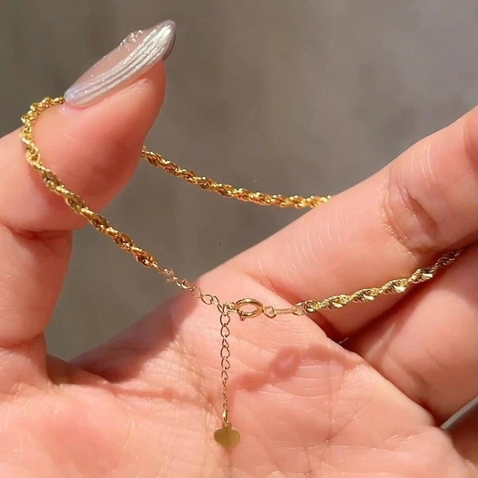 Real Solid 18k Gold Twist Chain Bracelet Charm Fine Jewelry - Image 1 of 4