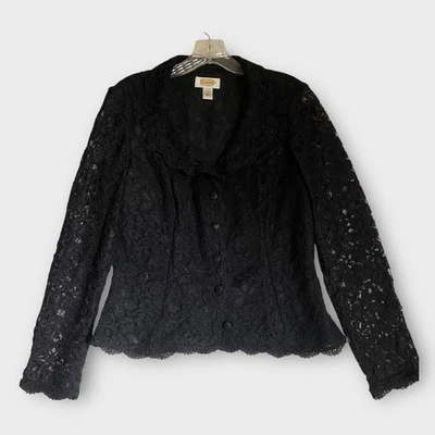 Vintage Talbots Blazer Jacket 8 Black Lacey Glam Fairy Party Bride Mother Retro - Image 1 of 4